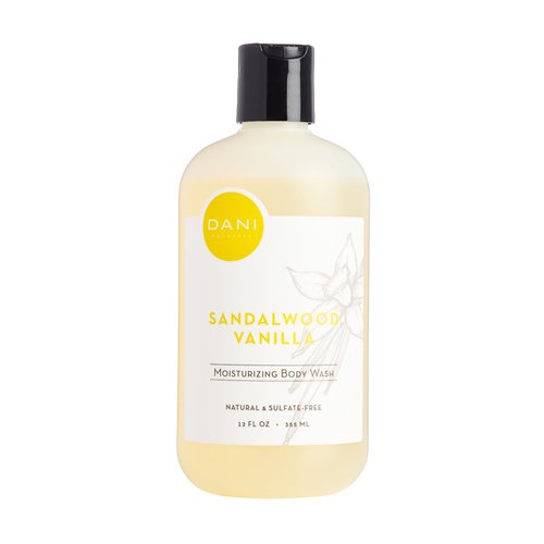 DANI Moisturizing Body Wash Naturals - Warm Sandalwood Vanilla Aromatherapy - Organic Aloe Vera & Natural Glycerin - Paraben & Sulfate Free Shower Gel - For Men & Women - 12 Ounce Bottle