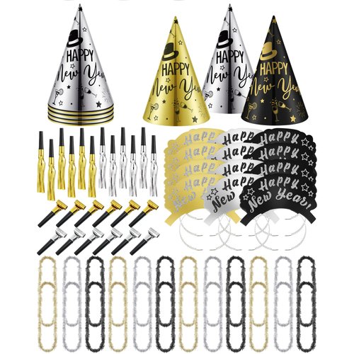 Hanaive 72 Pcs New Years Party Supplies 2024 Eve Party Decorations Midnight Party Supplies for 24...