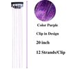 Hair Tinsel Fairy Tinsel Hair Extensions Clip in Glitter Purple Hair Tinsel Heat Resistant Christmas Halloween 20 inch 12 Pieces
