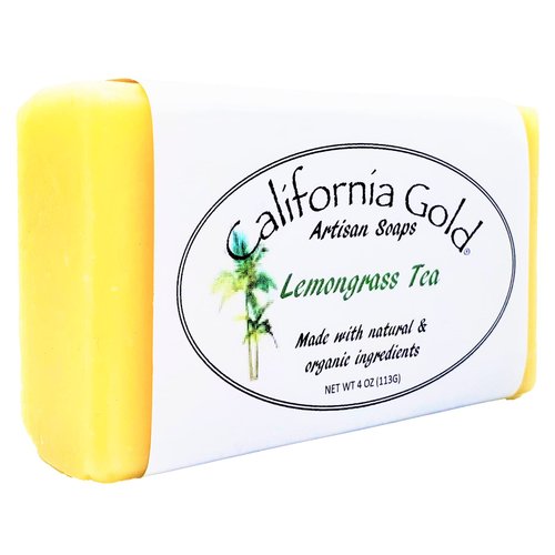 California Gold Artisan Soaps Lemongrass Tea Bar Soap-Natural and Organic-made with Patchouli, Sage and Bergamot 1-4 oz. bar