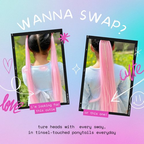 Pink Ponytail Extension, 20 inch Colored Hair Extensions For Kids Ponytail Extension, Colorful Tinsel Ponytail for Crazy Hair Day Festival Hair Extensions, Rave Hair, 2 Packs Wacky Hair