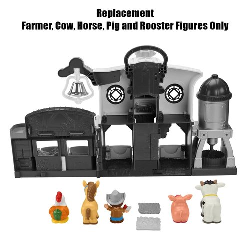 Replacement Parts for Fisher-Price Little People Caring for Animals Farm Playset - GLT78 ~ Replacement Pack of 5 Figures ~ Farmer, Cow, Horse, Pig and Rooster