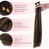 GOO GOO I Tip Hair Extensions Human Hair, 18inch 50g 50S, Real Human Itip Keratin Hair Extensions Pre Bonded, 2/6/2 Balayage Dark Brown to Chestnut Brown