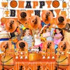 Basketball Birthday Party Decorations, Basketball Birthday Party Supplies Including Banner, Hanging Swirls, Foil Balloons, Latex Balloons, Cake Toppers, Backdrop and Tablecloth