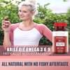 Natural Krill Oil Omega 3 6 9 Supplement, Burpless 60 Red Liquid Softgels, Rich in EPA, DHA, Astaxanthin, No Fishy Aftertaste, 1000mg per 2 Softgels