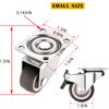 Small Caster Wheels 1 Inch, Low Profile 360 Degree Swivel Casters Set of 4, Little Rubber Base Rolling Plate Caster Wheels for Small Furniture(2 with Brakes & 2 Without),No Noise