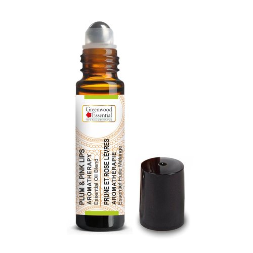 Greenwood Essential Plum & Pink Lip Oil - Blend of Jasmine, Chamomile, Rose Geranium, French Lavender & Lemon Essential Oils 10ml (0.33oz)