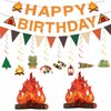 Camping Themed Birthday Party Decorations,Glitter Happy Birthday Banner with 3D Campfire Hanging Swirls,for Camper Camp Hiking Adventure Birthday Party Decor