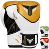 Mytra Fusion Punch Hard Boxing Gloves Artificial Leather Boxing Gloves 10oz 12oz 14oz 16oz Boxing Gloves for Training Punching Sparring Punching Bag Muay Thai Kickbox (14-oz, White Gold)