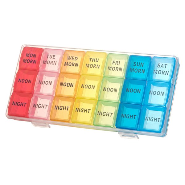 kiniza Small Weekly Pill Organizer, 3 Times a Day 7 Day Pill Box Pill Holder Compartments Moisture-Proof Pill Case,Portable Travel Friendly Pill Case for Supplements, Vitamin, Medication