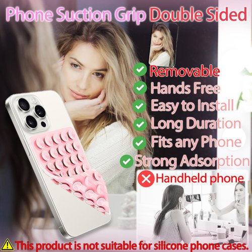 Yojaro Silicone Suction Cup Phone Case Mount Double Sided, Phone Accessories Hands-Free Strong Grip Holder for Selfies and Videos, Silicon Phone Stand for iPhone and Android Translucent