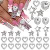 YAEISM 30PCS Star Nail Charms 3D Crystal Heart Nail Charms Alloy Silver Nail Charms Shiny Starlight Nail Gems and Charms Jewelry Rhinestones for Women Nail Art and DIY Crafts Decoration
