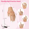 ALUROICE Practice Hand for Acrylic Nails - Nail Tips Won't Fall off Again- Flexible Fake Nail Mannequin Hand Practice for Training