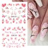 Pink Flower Nail Art Sticker Sakura Water Transfer Nail Stcikers Decal Nail Art Decoration Supplies Cherry Blossom Leaf Flotal Nail Design for Women Girls Manicure Decor (Cherry Blossom)