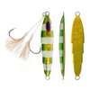 OCEAN CAT 1 PC Lead Metal Flat Slow Fall Pitch Fishing Jigs Lures Sinking Vertical Jigging Painted Spoons Bait with Butterfly Hook for Saltwater Fishing (Green&Gold, 160g)