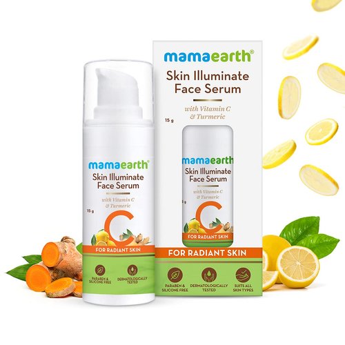 Mamaearth Vitamin C Skin Illuminate Face Serum for Radiant Skin | Helps Reduce Fine Lines & Wrinkles | Radiance Serum with Turmeric | Suits All Skin Types | 0.51 Fl Oz/15ml