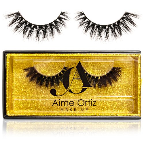 Aime Ortiz Make Up Bridal Mink Eyelashes 1 Pair – 0.10-0.15mm Fake Eyelashes for Deep Vibrant Eyes – Reusable 3D Mink Lashes Natural Look with Soft Cotton Band – Easy Application Faux Lashes