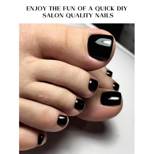 Kalolary Gel Toenail Wraps Strips, Black Toenail Stickers Pedicure Strips Long Lasting Salon Quality Nail Wraps with Nail File & Wood Stick(UV/LED Lamp Required）