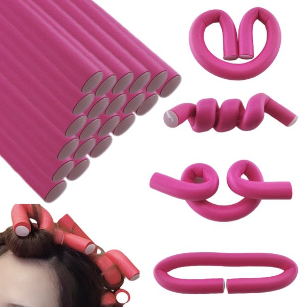 10 Pieces Flexible (Pink) Curling Iron Soft Foam Curling Iron Soft Foam no Heat Curling Iron Suitable for Natural Hair ，Short Medium and Long Straight Hair (0.31 x 9.4)