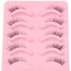 Himirell Half Lashes Natural Look Strip Wispy False Eyelashes Clear Band Soft Strip Corner Fake Eyelashes Cat Eye Short Accent Lashes 5 Pairs Set Pack