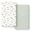 GRSSDER Stretch Ultra Soft Jersey Knit Fitted Crib Sheets Set 2 Pack，Fit All Standard Crib Mattress Pads Safe and Snug, Crib Fitted Sheet for Baby, Dinosaur