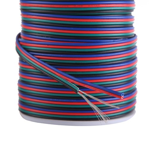 C-able 100ft(30.5m) 22 AWG 4Pin RGB Wire Extension Cable with Spool, Led Lights Wires Strip Extend Wire for 5050 3528, with 8PCS RGB Led Strip Connectors