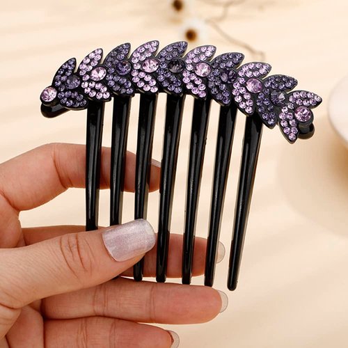 Jumwrit Rhinestone Wedding Hair Comb Colorful Fish Shape Hair Comb Slide Clip Headpiece Big Bride Black Acrylic Hair Side Comb Vintage Bridal Hair Jewelry for Women and Girls(Style 2)