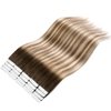 VINBAO Tape In Hair Extensions Human Hair Blonde Hair Extensions Tape In Dark Roots Color 3-8-22 Brown and Blonde Highlights Remy Hair Tape in Extensions 20 Pieces 50 Grams (16inch, #3/8/22)