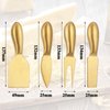 Patelai 4 Pieces Stainless Steel Cheese Knives Set, Cheese Tools with Cheese Slicer and Cheese Cutters for Kitchen (Gold)
