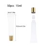 AJLTPA 50Pcs 15 ml Lip Gloss Squeeze Tubes, Lip Gloss Containers Empty, Refillable Soft Clear Tubes for DIY Lipgloss Balm Cosmetic (Gold Cap)
