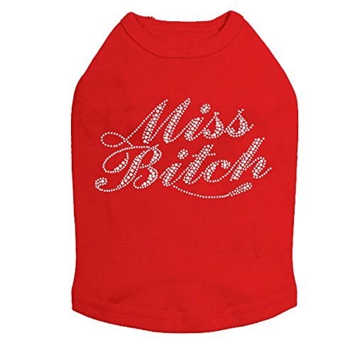 Miss Bitch (Rhinestone) Dog Shirt 3XL RED