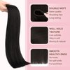 GOO GOO Sew in Hair Extensions Real Human Hair, Weft Hair Extensions Human Hair, 1B Natural black 16 Inch-90g, Weft Bundles Straight Silky Remy Hair