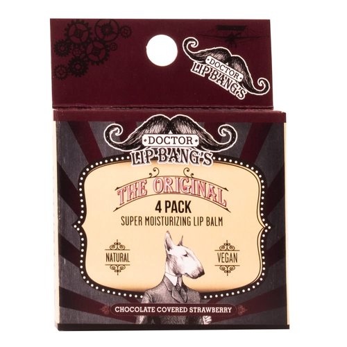 Dr. LIP BANG’S Super Moisturizing Lip Balm | 4 Pack | Chocolate Covered Strawberry| ALL NATURAL & CRUELTY FREE | 100% VEGAN | FOR DRY & CRACKED LIPS