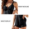 SEAFORM Women's Tankini Swimsuits Two-Piece Tummy Control Bathing Suits V-Neck Printing Swim Dress for Women with Boyshorts Black