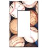 Art Plates - Single Gang Rocker OVERSIZE Switch Plate - OVER SIZE Decorative Metal Wall Plate - Sports: Old Baseballs - (Made in USA)