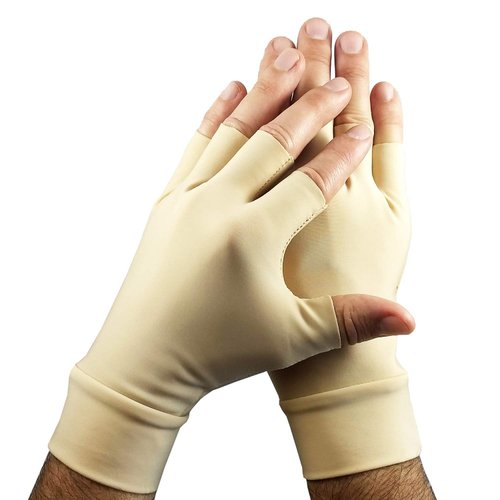 Light Skin Tone Tattoo Cover Up Fingerless Gloves - Hide Hand Tattoos at Work (sold as a pair) (Medium)