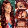 Lace Front Wig Reddish Brown Human hair Wigs Body Wave Wigs for Black Women 13X4 HD Transparent Lace Front Wig 180% Density Virgin Human Hair Wig Pre Plucked with Baby Hair Glueless Wigs 20 Inch
