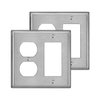 [2 Pack] BESTTEN 2-Gang Combination Metal Wall Plate with Protective Film, 1-Duplex/1-Decor, Corrosion-Resistant Stainless Steel Outlet and Switch Cover, Standard Size, Brushed Finish