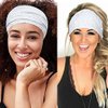CAKURE Crystal Wide Headbands Rhinestone Head Bands Black Turban Headband Elastic African Head Wraps Sport Hair Bands for Women and Girls Pack of 3