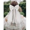 SWEETV Bridal Hair Bow Veil White Bow Clip Bachelorette Party Decorations Pearl Accessories Bride to Be Bridal Shower Gift