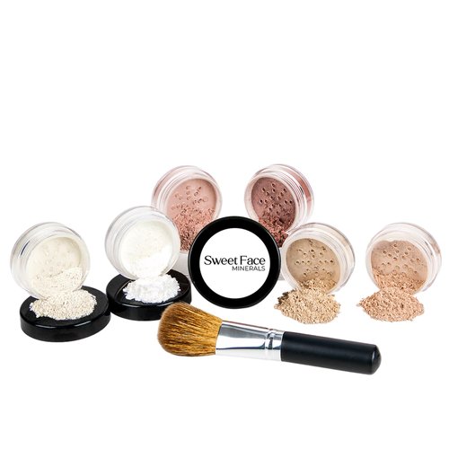 (SPF 30) (7 PC) (20Gms)(Warm Neutral Shade Makeup Kit with FACE Brush) Includes Foundation Makeup Powder, Medium Concealer Powder, Peach Blush, Bronzer Powder, Primer Powder, White Finishing Powder