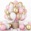 Pink Gold Balloons Set, 60Pcs 12 Inch Pastal Baby Pink Metallic Gold White Balloon with Gold Confetti Latex Balloons for Girls Women Birthday Wedding Baby Bridal Shower Party Decorations Supplies