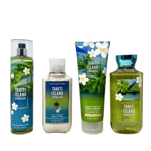 Generic Bath and Body Work Tahiti Island Dream 4 Piece Deluxe Gift Set - Fragrance Mist - Body Cream - Body Wash and Body Lotion.