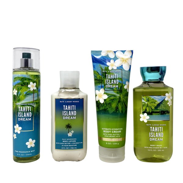 Generic Bath and Body Work Tahiti Island Dream 4 Piece Deluxe Gift Set - Fragrance Mist - Body Cream - Body Wash and Body Lotion.