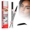 Microblading Eyebrow Pencil - Brow Pencil Black For Women - 2-in-1 Dual-Ended Pen with 4-Fork Tip & Eyebrow Brush for Effortlessly Natural-Looking Brows Brow Pencil (Natural Black)
