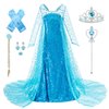 AHLPO Elsa Dress Princess Dress Up for Girls Halloween Cosplay Elsa Costume Snow Queen Fancy Dress Up Birthday Outfit
