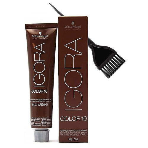 Schwarzköpf IGORA COLOR10 Permanent 10 Minute Hair Color Cream (w/Sleek Tint Brush) Color 10 Ten Haircolor Creme Dye (7-12 Medium Ash Smokey Blonde)