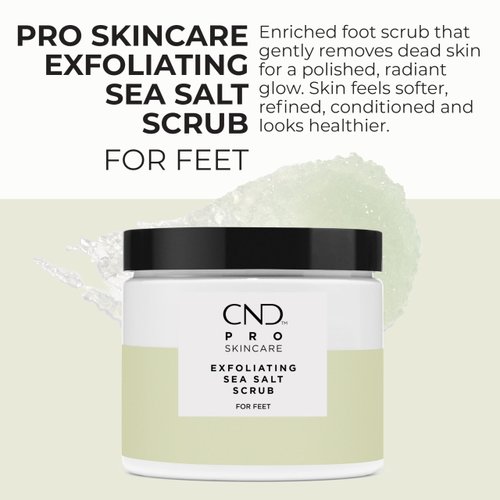 CND Pro Skincare Exfoliating Sea Salt Scrub for Feet, Minerals, Salts, Natural Sunflower Seed Oil Formula, 18 Fl Oz