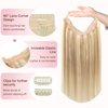 GOO GOO Wire Hair Extensions Human Hair, 18A/613A Dark Blonde mix Bleach Blonde Highlighted 16inch 95g, Invisible Wire Hair Extensions with Transparent, Seamless Fish Line Hairpiece