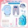 PEDOLLTREE Reborn Baby Doll Clothes Outfit Accessories Blue Puppy Set 11 Pcs Set for 17-22 Inch Reborn Doll Newborn Boy with Backpack Diaper